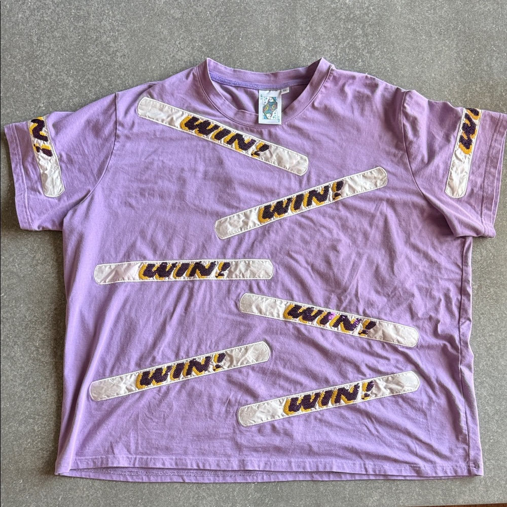 QUEEN OF SPARKLES Purple 'WIN!' Short Sleeve Tee